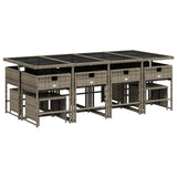 13 Piece Garden Dining Set with Cushions Grey Poly Rattan 3211340