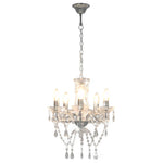 Chandelier with Crystal Beads Silver Round 5 x E14 281601