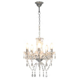 Chandelier with Crystal Beads Silver Round 5 x E14 281601