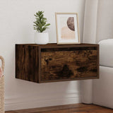 Wall-mounted Bedside Cabinet with LED Lights Smoked Oak 860219