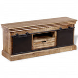TV Cabinet with 2 Sliding Doors Solid Mango Wood 110x30x45 cm 244019
