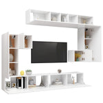 ZNTS 8 Piece TV Cabinet Set White Engineered Wood 3078725