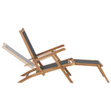 Deck Chair Black Solid Teak Wood 152 cm x 60 cm x 90 cm Foldable 47410