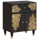Bedside Cabinet with Door with Drawer Black 50 x 33 x 60 cm 4018819