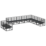 Garden Sofa Set with Cushion Black Aluminium 3378884