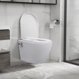 Wall Hung Rimless Toilet with Bidet Function Ceramic White 145781