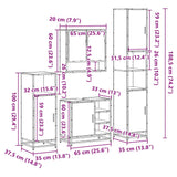 ZNTS 4 Piece Bathroom Furniture Set Brown Oak Engineered Wood 3301239