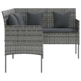 L-shaped Couch Sofa with Cushions Poly Rattan Grey 318588