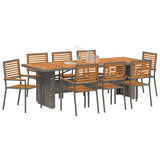 Garden Dining Set 9 pcs Grey and Brown Poly Rattan 3365447