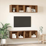 TV Cabinet Set Wall-mounted 2 pcs Old Wood 37 x 37 x 142.5 cm 3393525