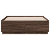 Bed Frame with LED without Mattress Brown Oak 135x190 cm Double 3209652