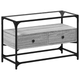 TV Cabinet with Glass Top Grey Sonoma 80x35x51 cm Engineered Wood 846062