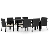 Outdoor Dining Set Black Poly rattan 9 Piece Set Durable 3100412