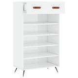 Shoe Cabinet High Gloss White 60x35x105 cm Engineered Wood 829582