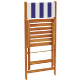 3 Piece Bistro Set Blue and White Fabric and Solid Wood 3281765