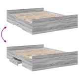 Bed Frame with Drawers without Mattress Grey Sonoma 140x200 cm 3280298