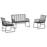 Garden Dining Set 3 pcs Black and Anthracite Poly rattan, steel 42010352