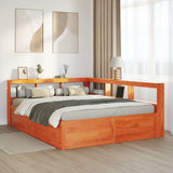 Bookcase Bed without Mattress Wax Brown 150x200cm Solid Wood Pine 3324459