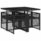 5 Piece Garden Dining Set with Cushions Black Poly Rattan 3210714