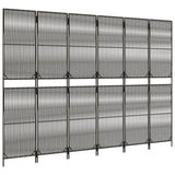 Room Divider 6 Panels Grey Poly Rattan 365402