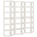 Room Divider 6 Panels White Solid Wood Paulownia 358699