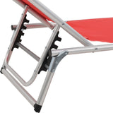 Sun Lounger Red Aluminium, Textilene Standard Foldable 44334