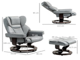 360&deg Swivel Recliner Chair with Footstool, PU Leather Manual Recliner Armchair with Solid Wood T3398P343500