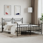 ZNTS Metal Bed Frame without Mattress with Footboard Black 183x213cm 353560