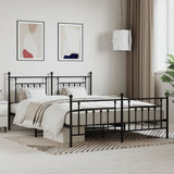 ZNTS Metal Bed Frame without Mattress with Footboard Black 183x213cm 353560