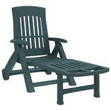 Folding Sun Lounger with Wheels Green PP 364697
