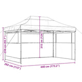 Foldable Party Tent Pop-Up with 3 Sidewalls Terracotta 4004973