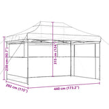 Foldable Party Tent Pop-Up with 3 Sidewalls Taupe 4004970