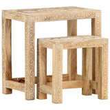2 Piece Hand-painted Side Table Set Solid Mango Wood 285881