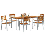 Garden Dining Set 7 pcs Grey Solid Acacia Wood 3284410