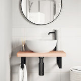 Basin Shelf Wall Mounted Steel and Solid Wood Beech 3302361