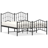 Metal Bed Frame without Mattress with Footboard Black 150x200cm 373809