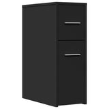 Narrow Bathroom Cupboard with Wheels Black Engineered Wood 855278