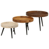 Round Coffee Tables 3 pcs Solid Wood Mango 352033