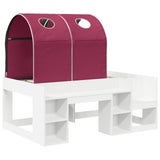 Bed with Tunnel with Shelf 3 pcs White and Red Engineered Wood 3423501