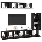 TV Cabinet Set 6 pcs Black Oak Engineered Wood 3393265