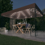 ZNTS Gazebo with LED String Lights 4x3 m Taupe 3070325