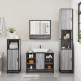 ZNTS 4 Piece Bathroom Furniture Set Grey Sonoma Engineered Wood 3301243