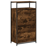 Shoe Cabinet Smoked Oak 60x34x112 Engineered Wood 840031