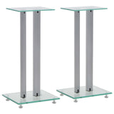 50674 Speaker Stands 2 pcs Tempered Glass 2 Pillars Design Silver