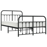 Bed Frame Black Powder-Coated Steel Double Bed Frame 352594