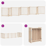 Dog Gate with Door Foldable 9 Panels 450 cm Poplar Wood 3155697