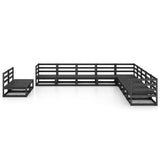 ZNTS 11 Piece Garden Lounge Set Black Solid Pinewood 3075878