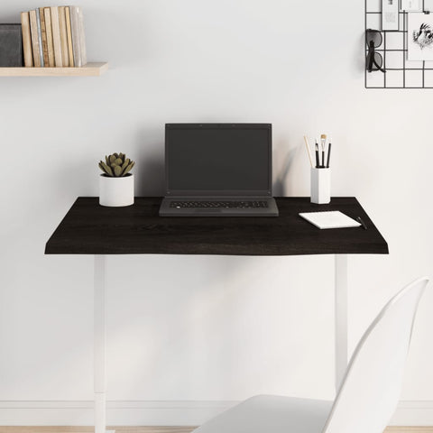 Table Top Dark Brown 80x60x2 cm Treated Solid Wood Oak 3156422