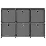 6-Cube Display Shelf with Boxes Grey 103x30x72.5 cm Fabric 322609
