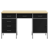Work Cabinet with Drawer 3 pcs Black Engineered Wood and Steel 3321378